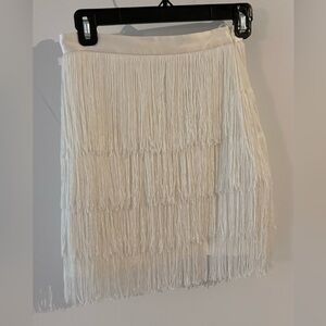 Cowboy fringe white meshki skirt XS